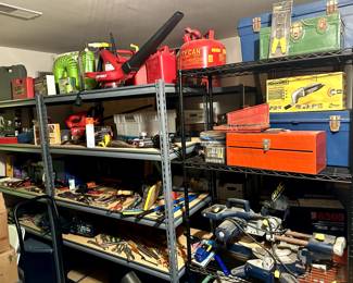 Tools, tools, and more tools! Tool boxes, hand tools, leaf blowers, and much more
