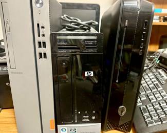 Alienware gaming desktop with gaming mouse, keyboard, etc. and other desktops, monitors, etc. 