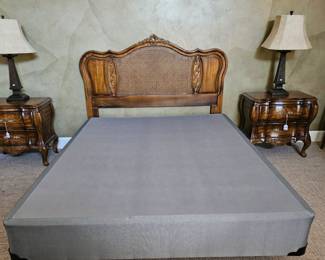 Vintage Fruitwood Headboard w/ new boxsprings (sold separately) 