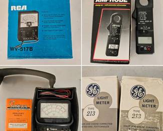 RCA Volt-Ohm-Milliammeter, Amprobe, Simpson Volt-Ohm-Milliammeter and GE Light Meter