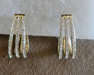 Hoop Earrings w/ CZ Stones