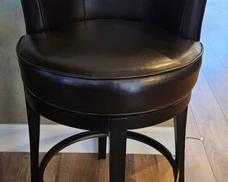 1 of 4 Leather Swivel Barstools
