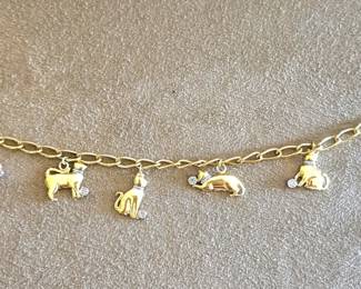 Stamped Cat Charm Bracelet