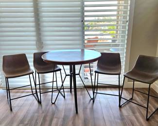 Pub Table & 4 Leather Chairs