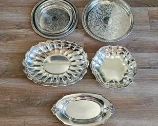 Collection of Stainless-Steel Serving Platters