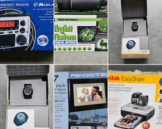 Midland Emergency Radio, Night Vision Optics, Polar F6 Fitness Watch, Pandigital LCD Digital Frame and Kodak Easy Share