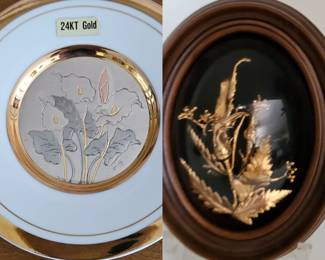  The Art of Chokin Plate & Flora Hawaii 24k gold