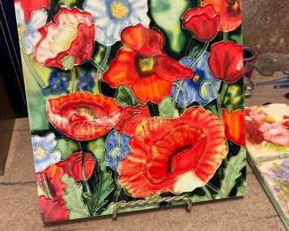 Poppies Decorative Handpainted Ceramic Plate