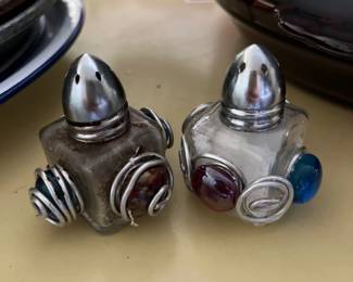 Dary Reese - Whimisical Glass Bead Aluminum Salt Pepper Shakers