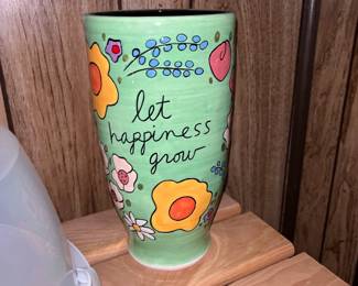 Let Happiness Grow Handpainted Vase 