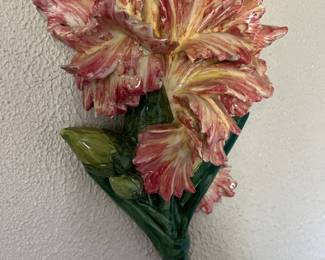 Majolica Carnation Wall Pocket Delphin Massier 1880