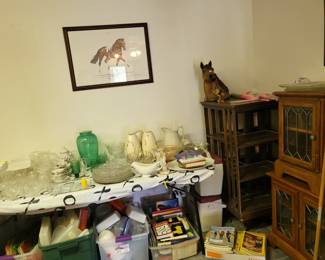 In corner antique revolving bookcase