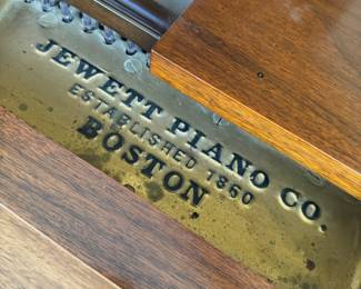 Antique Jewett Baby Grand Piano and Bench with embroidered seat