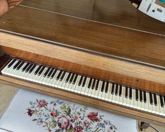 Antique Jewett Baby Grand Piano and Bench with embroidered seat