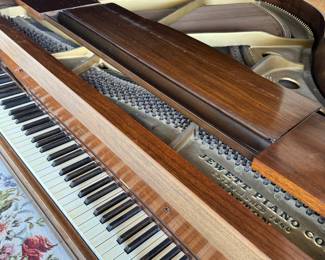 Antique Jewett Baby Grand Piano and Bench with embroidered seat