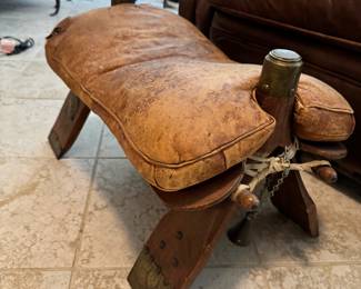 Antique camel saddle stool