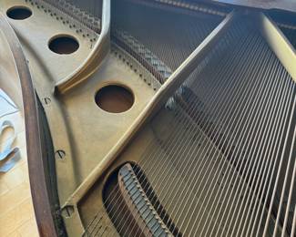 Antique Jewett Baby Grand Piano and Bench with embroidered seat