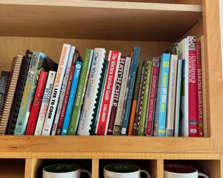 Cookbooks an Starbucks Been There mugs