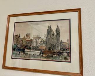 Amsterdam arbor scene, watercolor by Henrickade