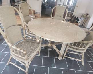 Rattan Table and Four Chairs