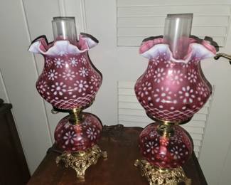 Fenton Cranberry Lamps