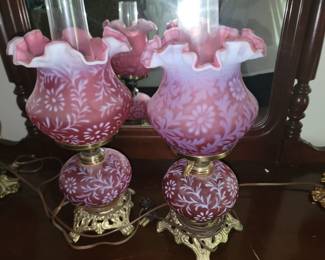 Fenton Cranberry Lamps