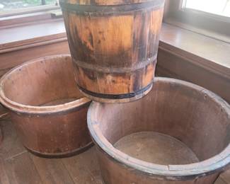 19th C. Wooden Bucket and Cheese Molds 