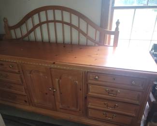Pine Headboard and Dresser