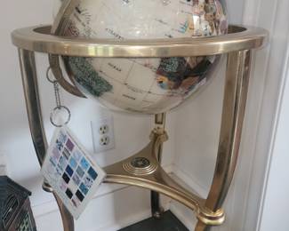 Semi-Precious Stone Inlay Globe on Stand 