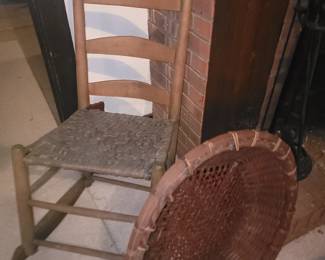 Antique Rocker and Japanese Basket