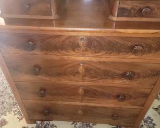 Crotch Mahogany Victorian Chest of Drawers