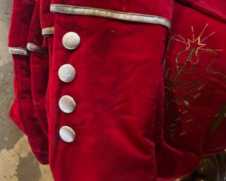 Red velvet stockings with buttons
