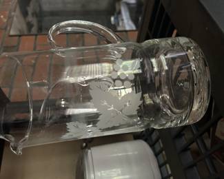 Glass etched pitcher