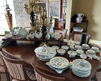 Set of 8 Dining Chairs , Italian Painted Rooster Service 