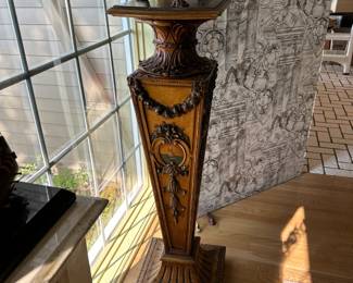 19th c Carved Gilded & Painted Pedestals  