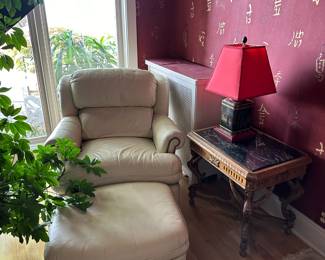 Leather Chair & Ottoman 