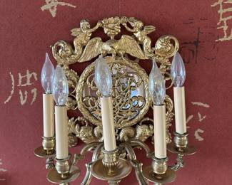 Pair of Bronze Wall Sconces 