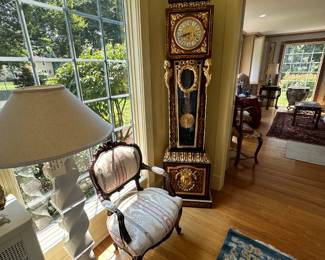 Italian Tall Case with Inlay and Dore Bronze Mounts.  Movement by Franz Hermie 40 Jewel 