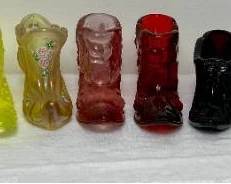 14 Fenton Glass Shoes -Rainbow of Colors and 1 Uranium Glass