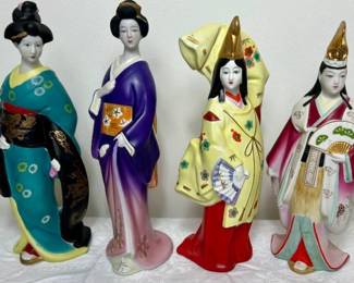 Vintage Japanese Seyei Geisha Porcelain Decanters - Set of 4