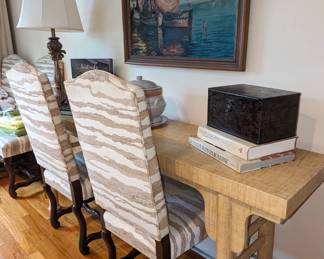 Sideboard, Console table, Dining table, Entertainment Center, to Desk this striking versatile piece is unique with the rattan textured finish on wood.