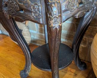 Beautifully Carved Marble Top Chinese Plant Stand.