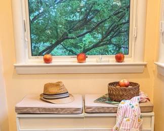 Organize the entryway with this cute efficient petite bench.