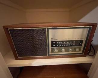 Emerson radio model 31256 encased in a beautiful box of wood when Appliances were Furniture.