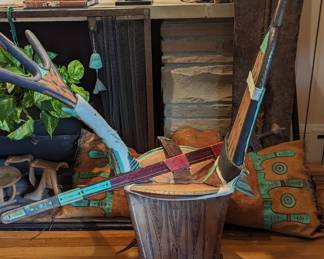  AFRICAN TUAREG LEATHER CAMEL SADDLE SAHARA NIGER & 18th Century TUAREG SWORD 