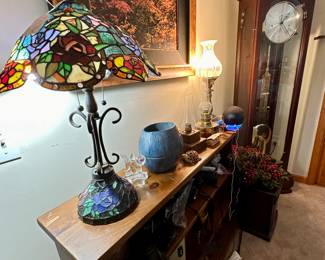 Grandfather clock, art, lamps ,,,