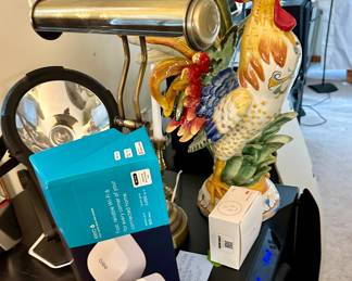 Speakers, pottery , flashlights