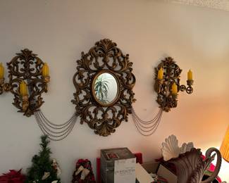 Vintage midcentury mirrors and sconces  
