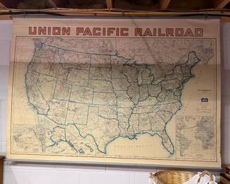 Vintage Union Pacific Railroad 
Wall Map 