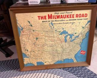 Nice framed The Milwaukee Road Map 